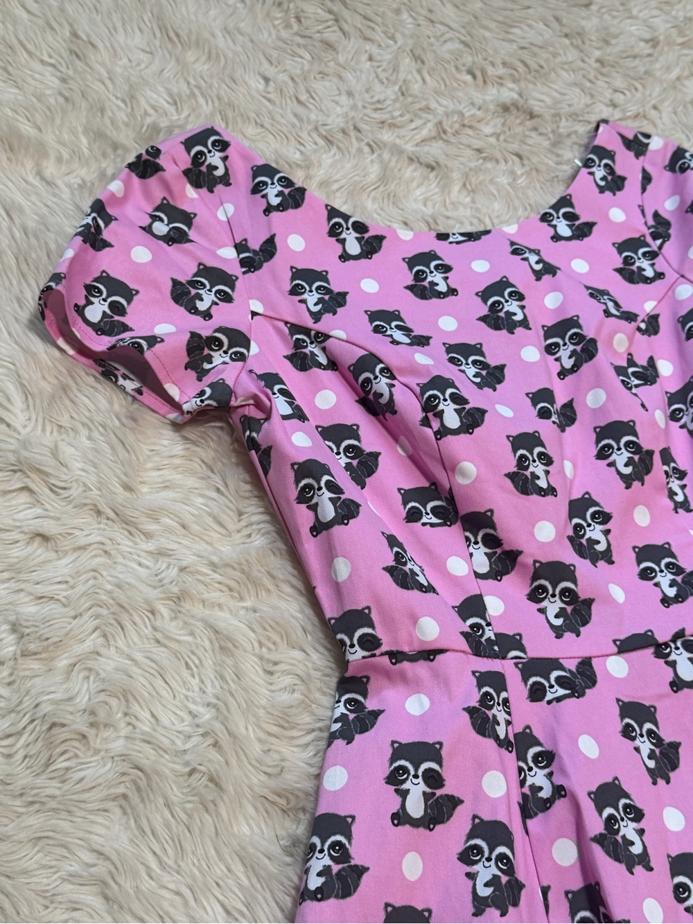 Eva Rose Pink Raccoon Print Dress - Size Small - Picture 3 of 6